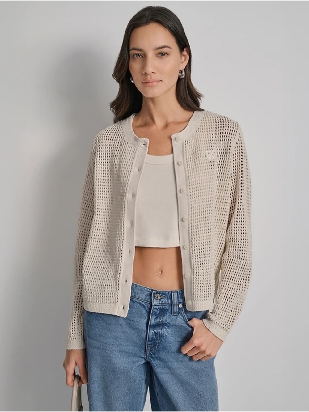 DKNY Jeans Women's Baby Chenille Open-Stitch Long-Sleeve Cardigan
Knit Sweater